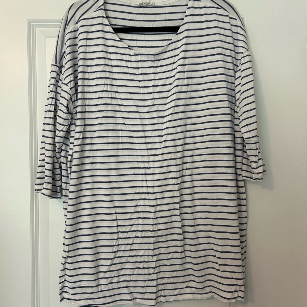Seraphine White and Blue Striped Nursing Top